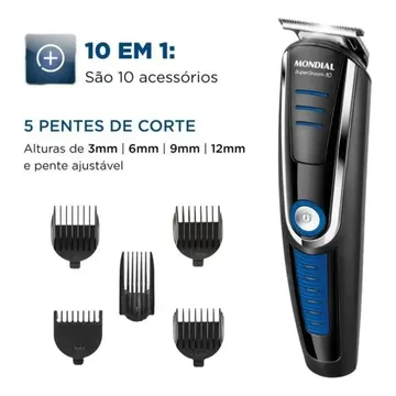 Aparador de Pelos Mondial Super Groom 10 BG-03 6W Bivolt — Completo — Artefatos para Cabelo