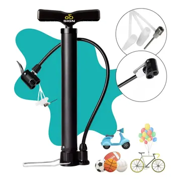 Bomba Para Pneu de Bicicleta Portátil De Ar Manual 3 Bicos 2 Válvulas Fina E Grossa Encher Pneus De Bike Carro Moto Bola Balão Colchão Inflável Bico Schrader E — Ciclismo