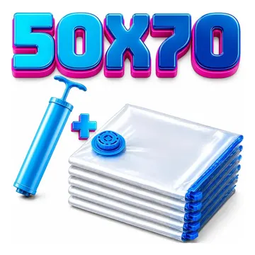 Kit 5 Sacos a Vácuo Ak Acessórios 70x50 cm Com Bomba de Sucção para Roupas — Organização para Casa