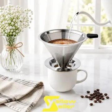 Filtro Coador De Café Inox 103 Reutilizável Permanente Aço Inoxidável Ecológico Não Necessita Uso De Papel Yellow Seller — Cozinha