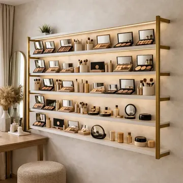 Expositor Maquiagem Parede Organizador Cosméticos Dourado-escuro — Organização para Casa