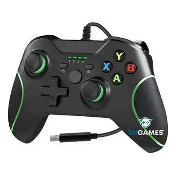 Controle Compatível Xbox One Com Fio USB para Console e PC Windows, Joystick Gamer com Vibração, Analógicos de Precisão, Plug and Play, Cabo Longo, Cor Preto, S — Controles de console