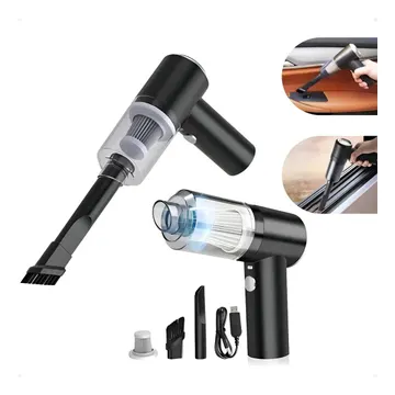 Aspirador Portátil 3 Em 1 Com Soprador e Filtro HEPA Para Carro e Teclado USB — Limpeza Automotiva