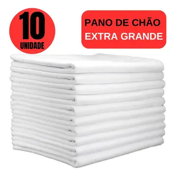 Kit 10 Panos de Chão Extra Grande 45x65cm Algodão Branco Ditap Mix Absorvente Limpeza Pesada — Cuidado da Casa e Lavanderia