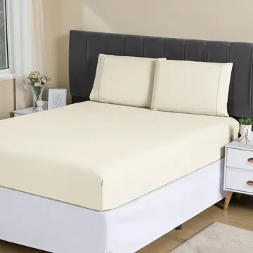 Jogo Lençol Casal 3pç 400 Fios Hipercal Conforto Macio Palha Liso — Bed Sheets