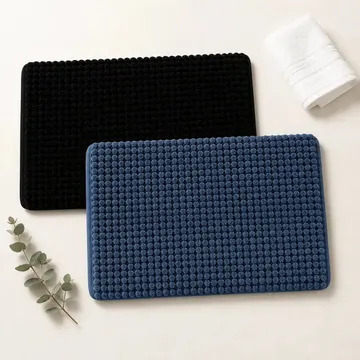 Kit 3 Tapetes De Banheiro Microfibra Bolinha Macio Seca Pés 2 Sortidos Escuros Liso — Banheiros