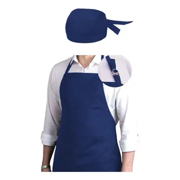 Kit Avental Com Bandana Pizzaria Cozinha Lenço Garçom Chef Cor Azul-marinho — Têxteis de Casa e Decoração