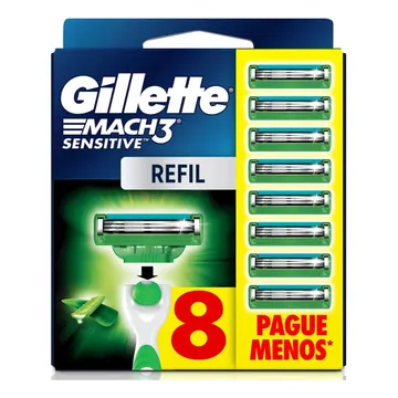 Gillette Mach3 Sensitive Carga para Aparelho de Barbear com Aloe 8 Unidades — Barbearia