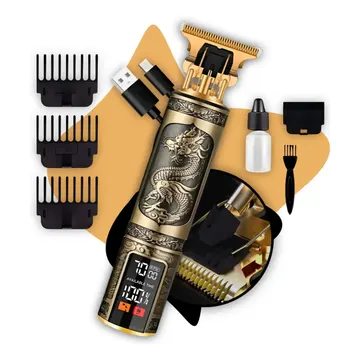 Maquina Maquininha Dragao Acabamento Com visor Display Cortar Cabelo Aparador Barba Pelos Elétrica Sem Fio Recarregavel - Crowley — Artefatos para Cabelo