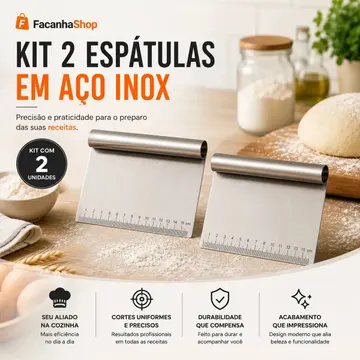Kit 2 Espatula Cortador De Massas Raspador Confeiteiro Inox Régua Legumes Bolo Padeiro Bancada Pão Cozinha — Utensílios úteis