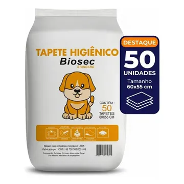 Tapete Higiênico para Cachorro 50 Unidades 60x55cm com Gel Absorvente Fralda Manta Pet Cão Com Fitas Adesivas Anti Odor Atrativo Canino — Cães