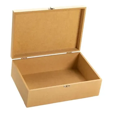 Caixa Organizadora MDF Comprare 20x12x7cm Cru Com Tampa e Fecho