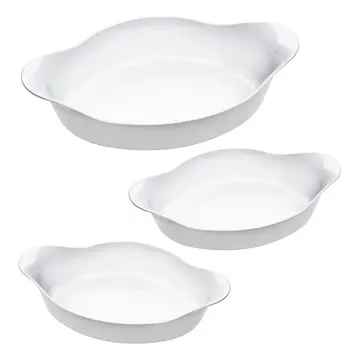 Marinex Conjunto de Assadeiras Oval Opaline 3 Peças Branco