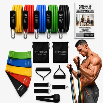 Kit 18 Itens Esportivos Para Treino Em Casa Academia Fitness Funcional Com Elásticos Extensor Puxadores Faixas Elásticas Mini Band P/ Exercícios Ginástica Fisio — Fitness e Musculação