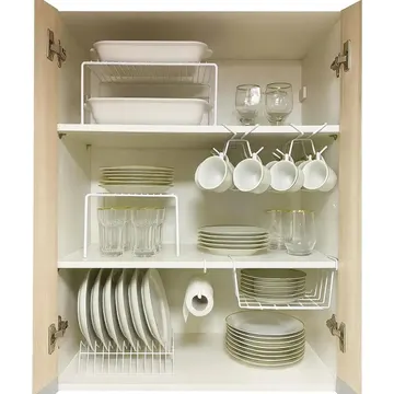 Kit 7 Organizadores Para Cozinha Armário Prateleira Aramado Cor Branco — Organização para Casa