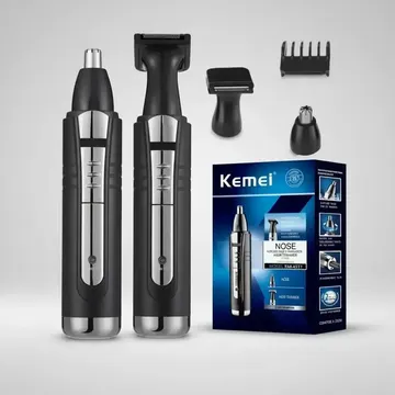 Aparador de Pelos Kemei KM-6511 Nariz Orelhas Sem Fio Preto — Artefatos para Cabelo