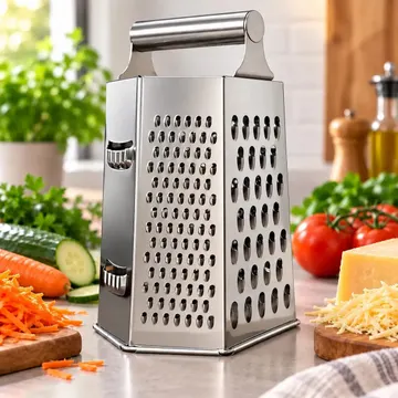 Ralador Manual 6 Faces Com Alça E Corpo De Aço Inox Para Cozinha Vegetais Frutas Legumes Alimentos Ltj Utilidades — Utensílios úteis