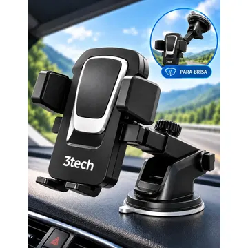 Suporte Celular Veicular Universal Carro Painel Vidro 360° Ajustável Fixação Forte Ventosa Suporte Para Celular Carro Compatível iPhone Android — Acessórios para Celulares