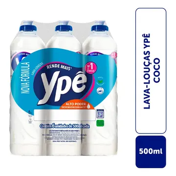 Detergente Lava Louças Ypê Coco 500ml Kit Com 6 Unidades — Cuidado da Casa e Lavanderia