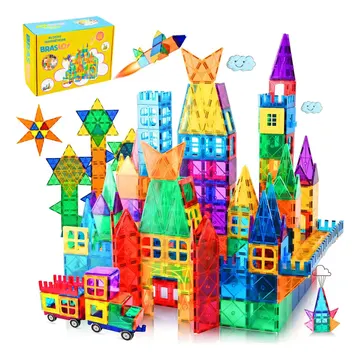 Brastoy Blocos Magnéticos Brinquedo Educativo Educação Infantil 65 Pecas Construção Empilhamento Jogo — Brinquedos de Montar