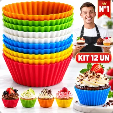 Kit 12 Formas de Silicone para Cupcake, Empada e Bolo Antiaderente Homeroarte — Cozinha