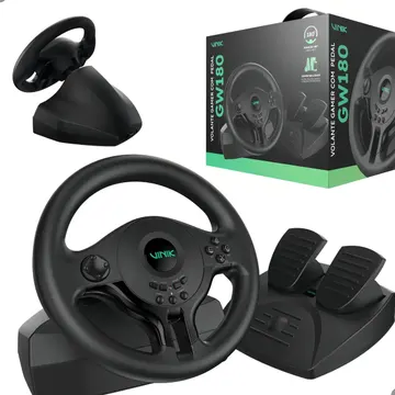 Volante Gamer Pc Ps4 Ps3 Xbox Series X/s/one Nintendo Cor Preto — Volantes e pedais