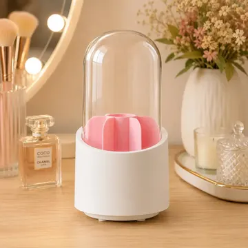 Organizador Giratório Acrílico Pincel Maquiagem 7 Divisórias Cor Rosa