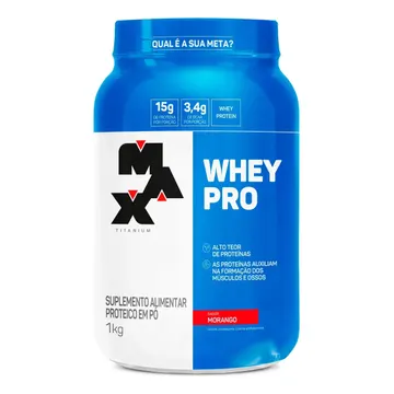 Proteína Max Titanium Whey Pro Concetrado em pó sabor Morango x 1kg — Suplementos Alimentares