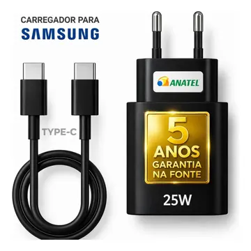 Carregador Super Rápido 25w Para Samsung Galaxy S24 S23 S22 S21 S20 Fe Ultra Motorola M22 M31 M32 M62 M63 M64 G15 Xiaomi Redmi Note 12 13 14 15 LG - Super Fast — Acessórios para Celulares