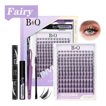 Kit Extensão de Cílios B&Qaugen Fairy de Mink Sintético Curvatura D para Iniciantes — Maquiagem