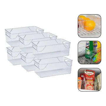 Kit 6 Organizadores Acrílico Multiuso Geladeira Armário Cozinha Despensa Gavetas Casa — Utensílios úteis