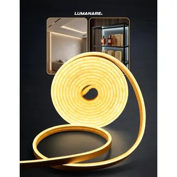 Fita LED Neon Flexível 3528 120Led 5 metros Mangueira Corte 2,5cm Cor da Luz Branco Quente Tensão IP65 3000k Alto Brilho Lumanare — Iluminação Residencial
