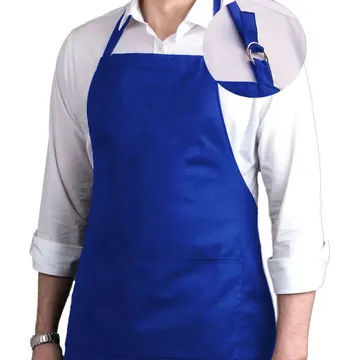 Avental Brim C/ Bolso E Ajustador De Altura Uniforme Bar Cor Azul — Têxteis de Casa e Decoração