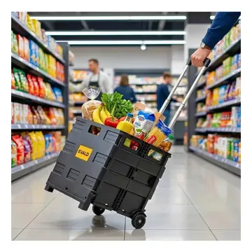 Carrinho Dobrável Multiuso Portátil Vira Maleta Cesto Feira 45 Litros Evald — Cozinha